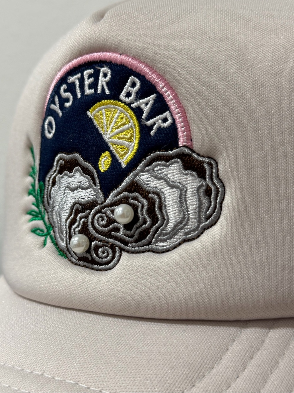 Oyster Bar Embroidered Trucker NWT brand patchwork by La Vale - Picture 3 of 8